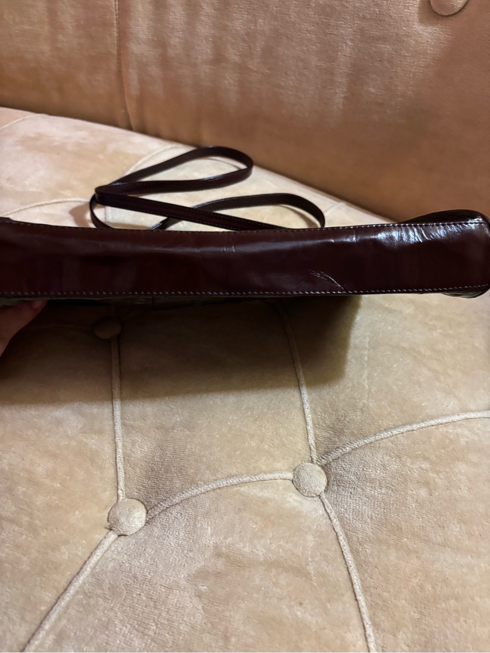Vintage Dark Brown Patent Leather Crossbody Bag - Picture 3 of 6